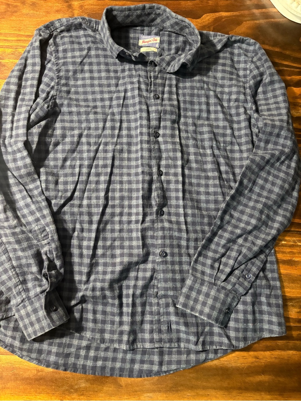Johnnie-O Hangin’ Out Men’s Large Blue Plaid Flannel 100% Cotton Shirt